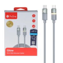 کابل شارژ فست 1.2 متری ProOne Type-C To Type-C مدل Glow PCC158 60W – خاکستری