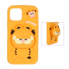 قاب سیلیکونی Garfield استندشو Apple iPhone 12 Pro / iPhone 12 – نارنجی