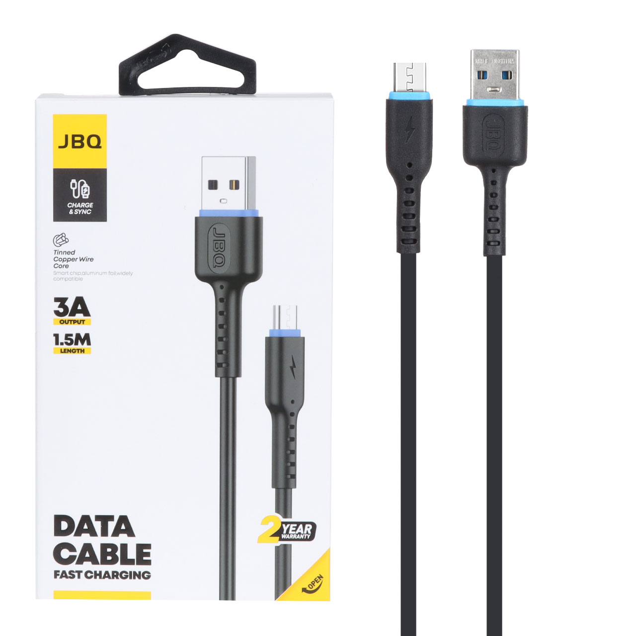 کابل شارژ 1.5 متری فست اندروید JBQ مدل CA-732 – مشکی (گارانتی یکساله رصاصی)