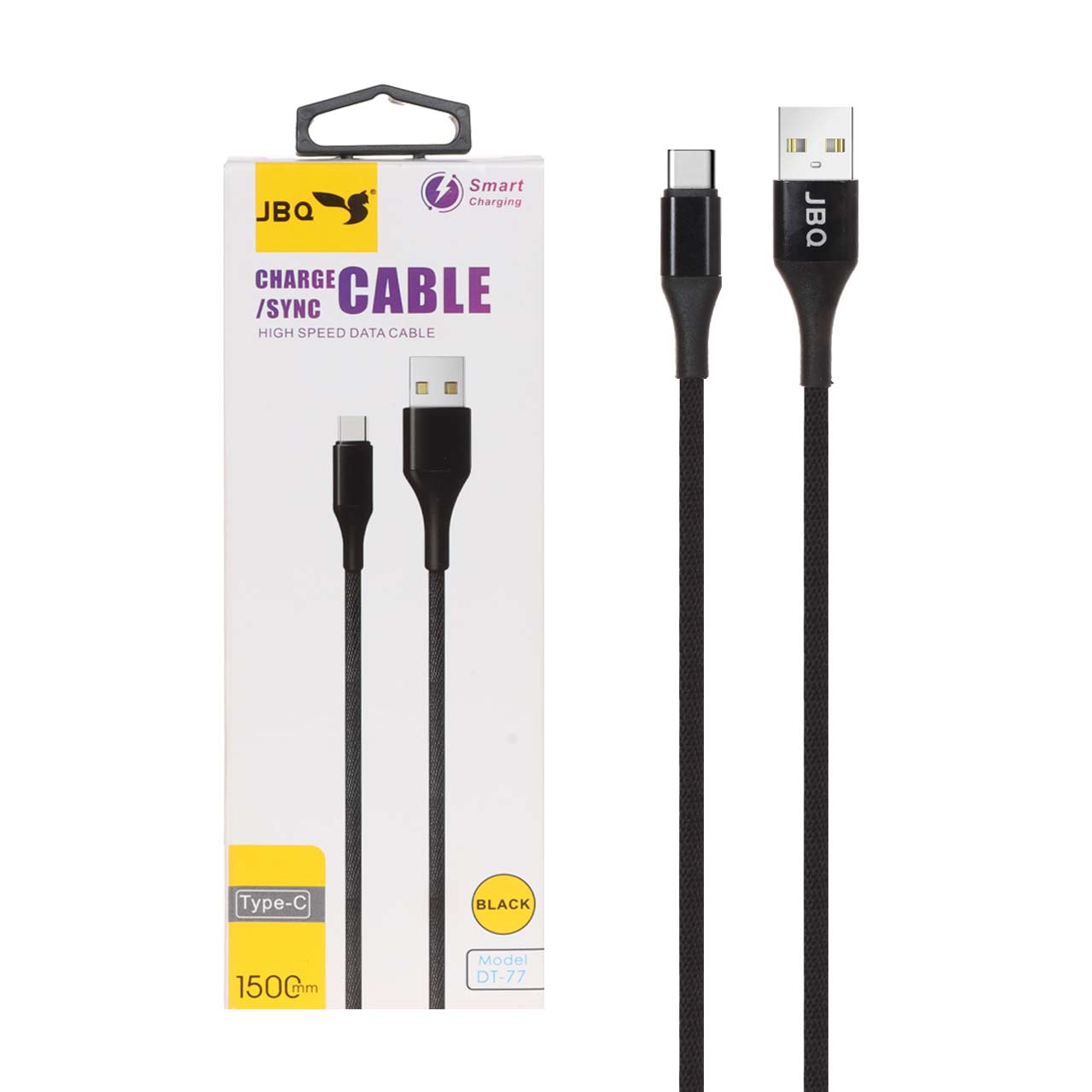 کابل شارژ 1.5 متری JBQ Type-C مدل DT-77 - مشکی (گارانتی یکساله رصاصی)