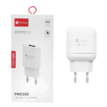 شارژر دیواری 18W فست تک پورت ProOne مدل PWC550 – سفید (پک ضعیف)
