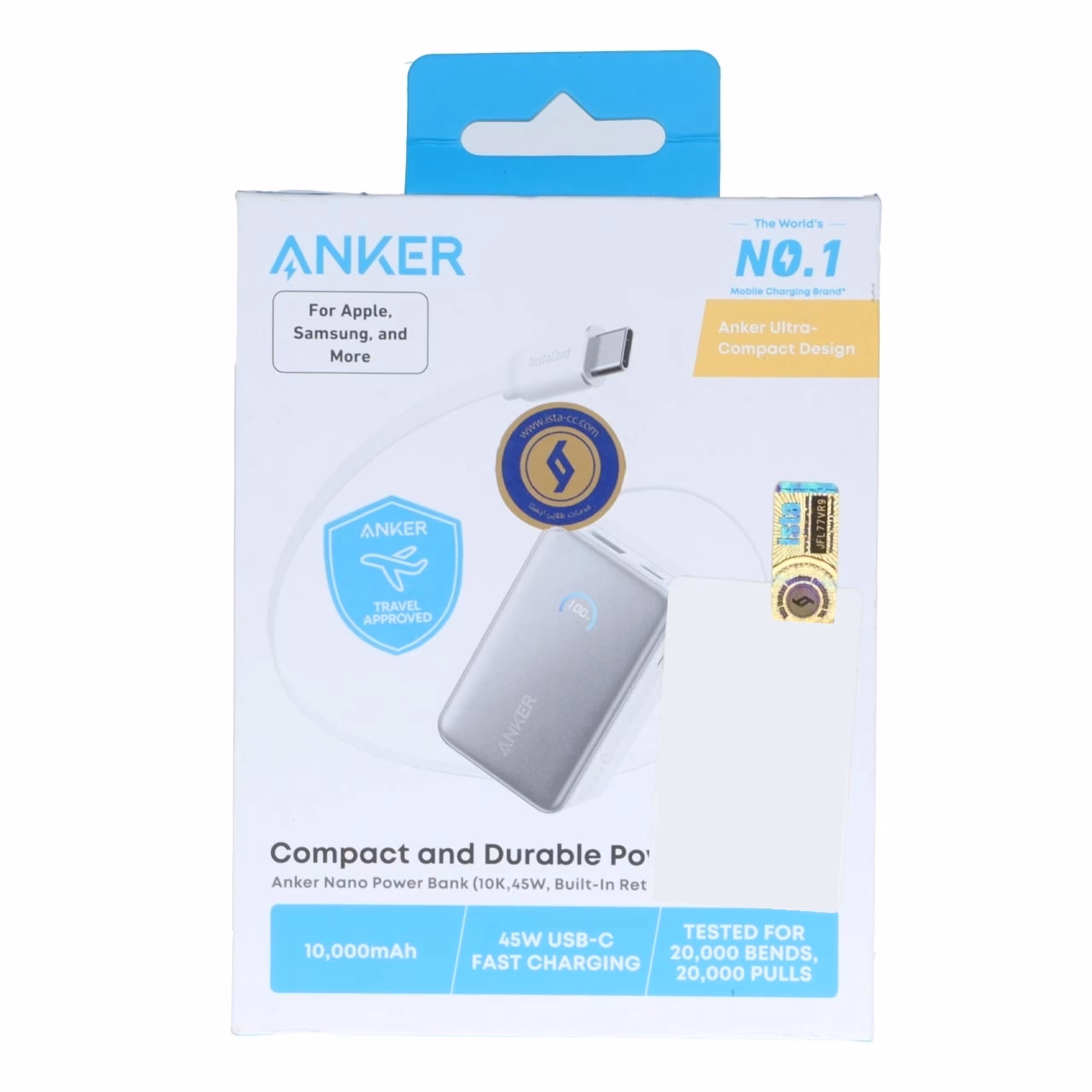 پاوربانک فست شارژ Anker 10000mAh مدل A1638H21 45W - سفید (گارانتی 18ماهه حافظه طلایی ایستا)