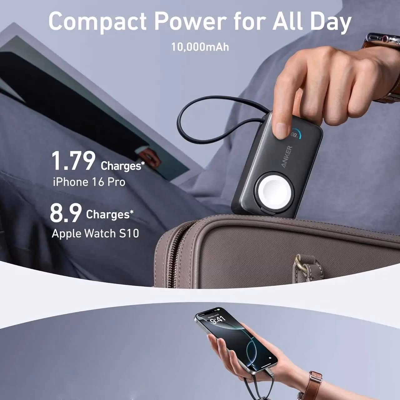 پاوربانک فست شارژ ANKER 10000mAh مدل A1657H11 35W - مشکی (گارانتی 18ماهه حافظه طلایی ایستا)