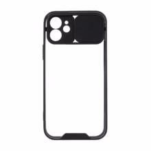 قاب کشویی پشت شفاف محافظ لنزدار Apple iPhone 12 – مشکی