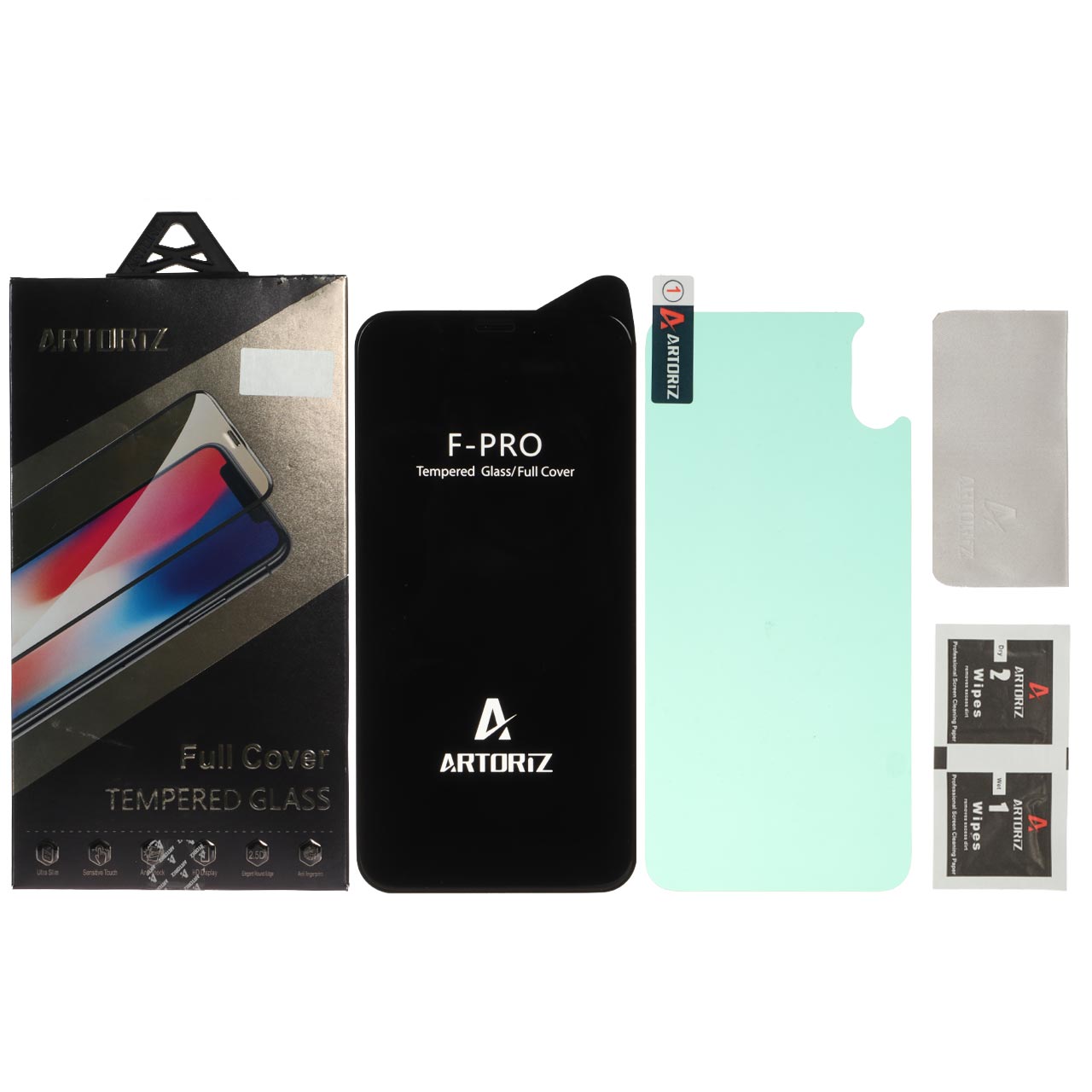 محافظ صفحه نمایش شیشه ای اورجینال Artoriz با برچسب محافظ پشت گوشی Apple iPhone 11 Pro / iPhone XS / iPhone X – کد 1 (پک دار)