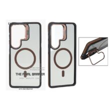 قاب اورجینال Bracket Unique Case مات Magsafe لنز آلومینیومی استندشو Samsung Galaxy S26 Ultra – قهوه ای (پک دار)