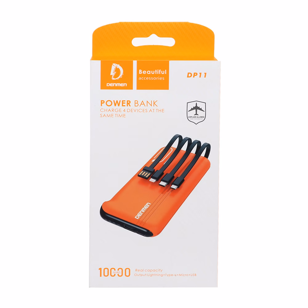 پاوربانک Denmen 10W 10000mAh مدل DP11 - مشکی (گارانتی یکساله ایویز)