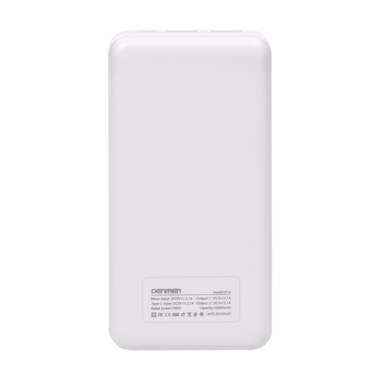پاوربانک Denmen 10W 20000mAh مدل DP10 - سفید (گارانتی یکساله ایویز)