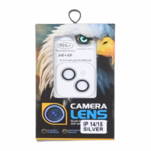 محافظ لنز رینگی اورجینال Eagle شابلون دار با قابلیت نصب مجدد Apple iPhone 15 / iPhone 15 Plus / iPhone 14 / iPhone 14 Plus – نقره ای (پک دار)