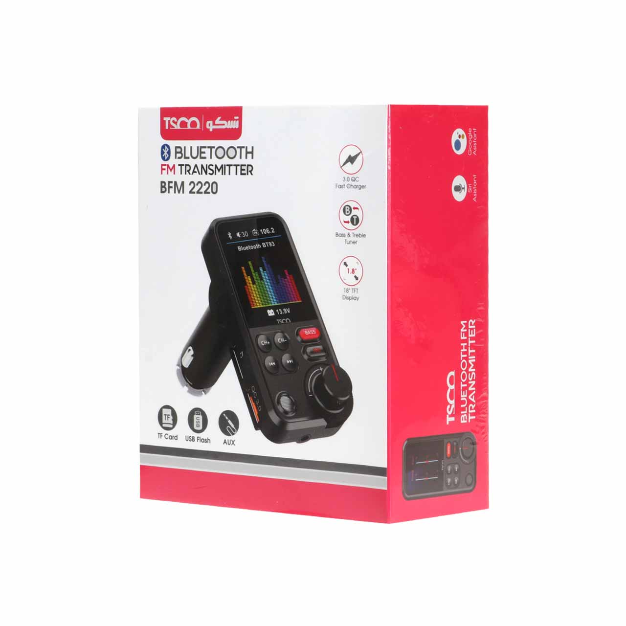 پخش کننده بلوتوث FM و شارژر فندکی خودرو Tsco مدل BFM 2220 - مشکی