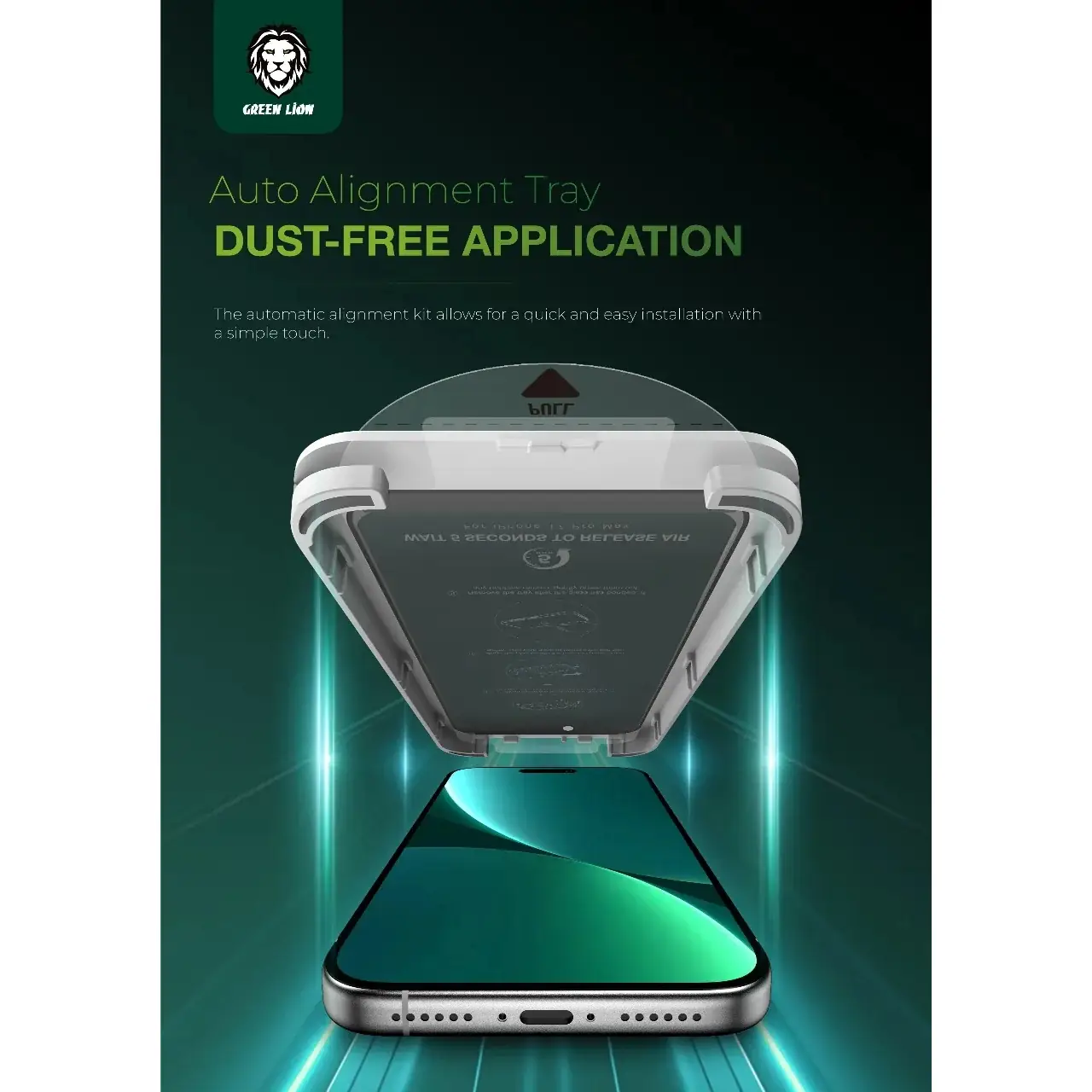 محافظ صفحه نمایش شیشه ای اورجینال Green Lion Picasso 3D Privacy One-Touch Installation مدل Apple iPhone 17 Air (پک دار)