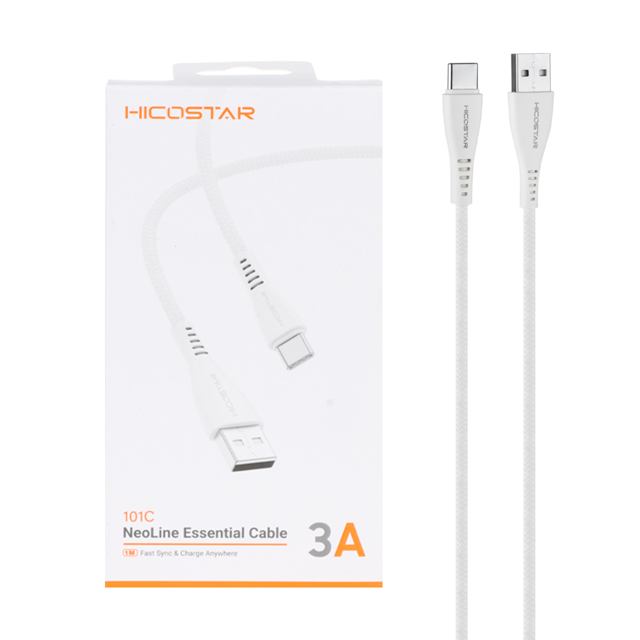کابل شارژ فست Hicostar Type-C مدل 101C – سفید