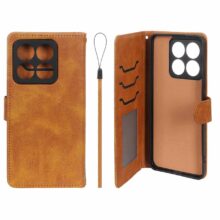 کیف موبایل مگنتی درجه یک داخل خز MNC Plus مدل Xiaomi Mi 14T – عسلی