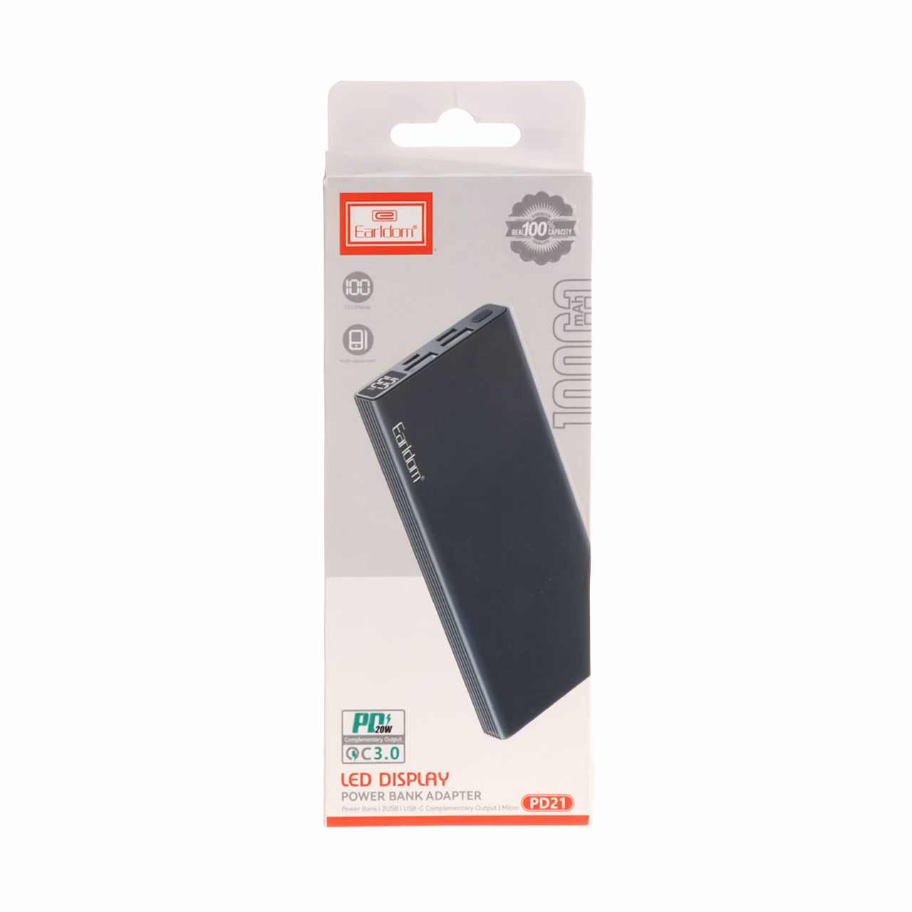 پاوربانک PD و فست شارژ Earldom 10000mAh مدل PD21 20W - مشکی