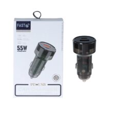 شارژر فندکی PD و فست دو پورت Fast مدل WKN-104 55W – مشکی – KZN (اصل چین)