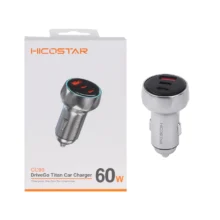 شارژر فندکی فست و PD سه پورت Hicostar مدل CC90 60W – نقره ای