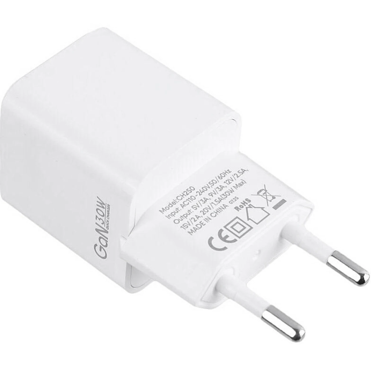 شارژر دیواری PD و فست تک پورت Hicostar مدل CH250 GaN 30W - سفید