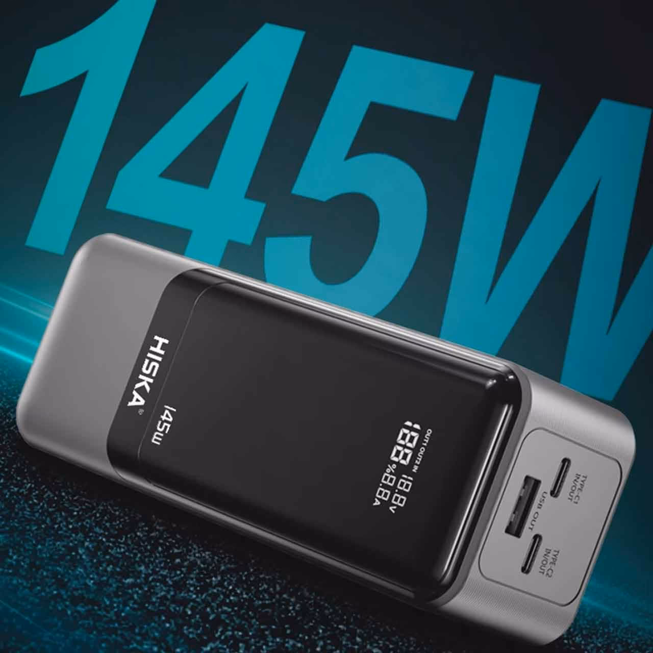 پاوربانک (PD و فست شارژ) Hiska 145W 27000mAh مدل HP-225PD - مشکی