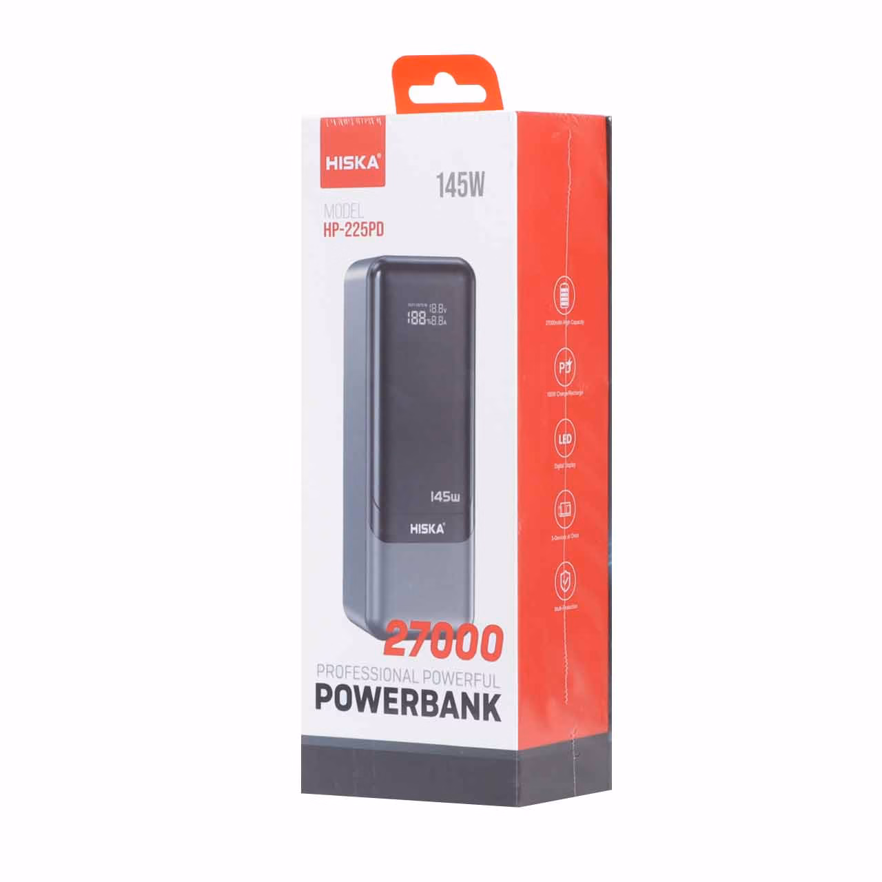 پاوربانک (PD و فست شارژ) Hiska 145W 27000mAh مدل HP-225PD - مشکی