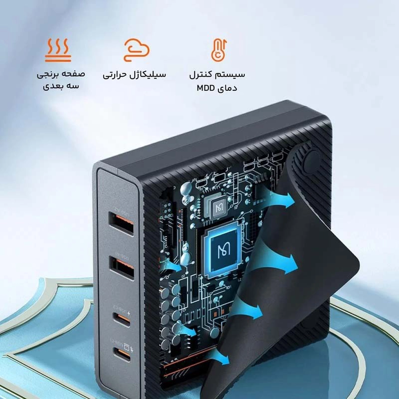 شارژر رومیزی PD و فست چهار پورت Mcdodo مدل CH-180 100W - مشکی (گارانتی متین) - اصلی