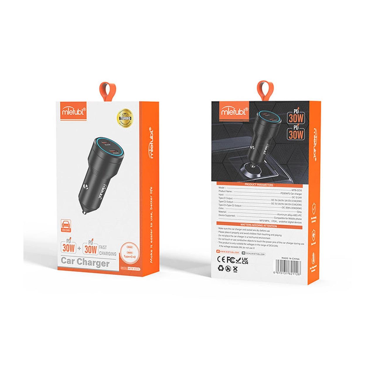 شارژر فندکی PD و فست دو پورت Mietubl مدل MTB-CC10 - مشکی (گارانتی شش ماهه AZR)