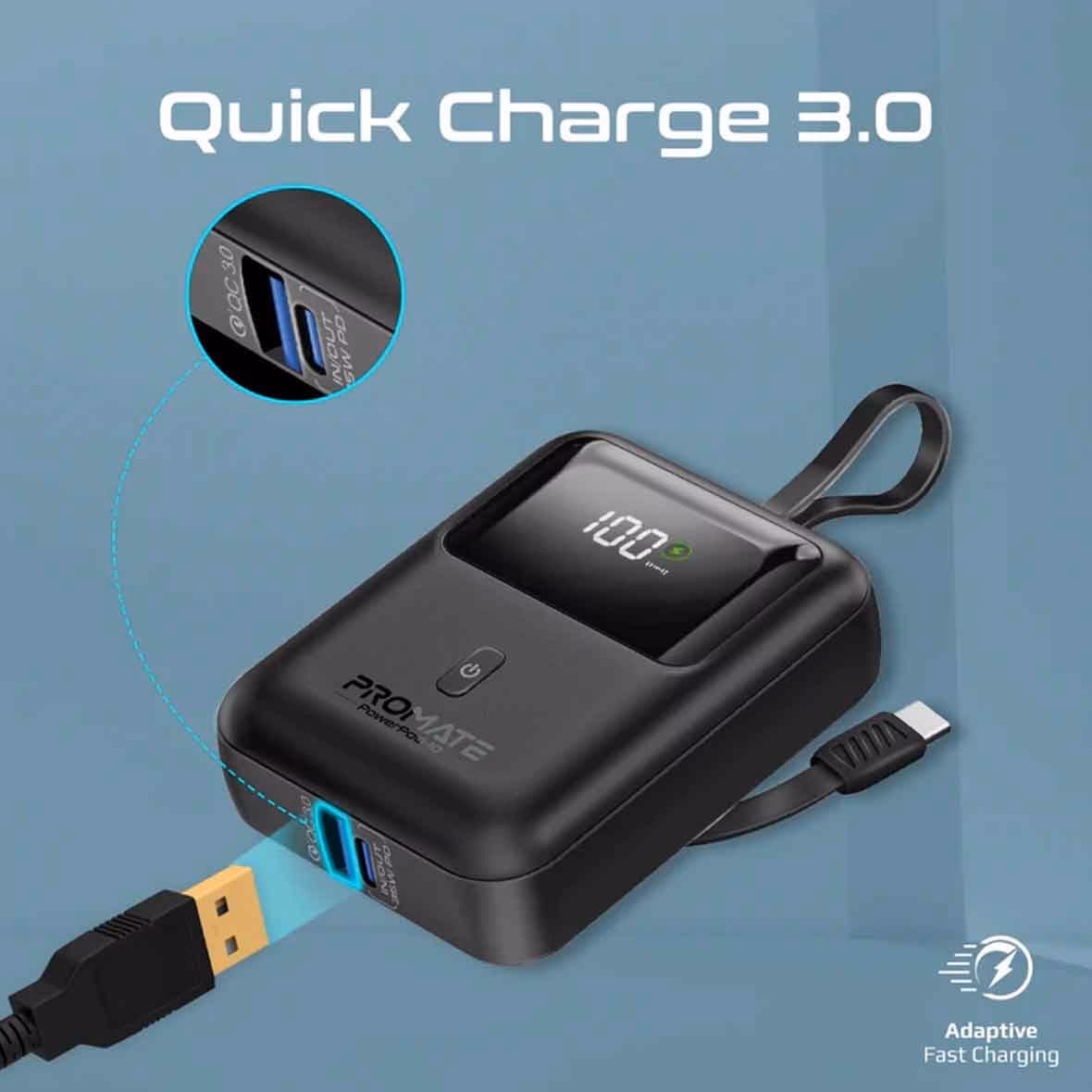 پاوربانک (PD و فست شارژ) Promate 35W 10000mAh مدل PowerPod-10 - مشکی