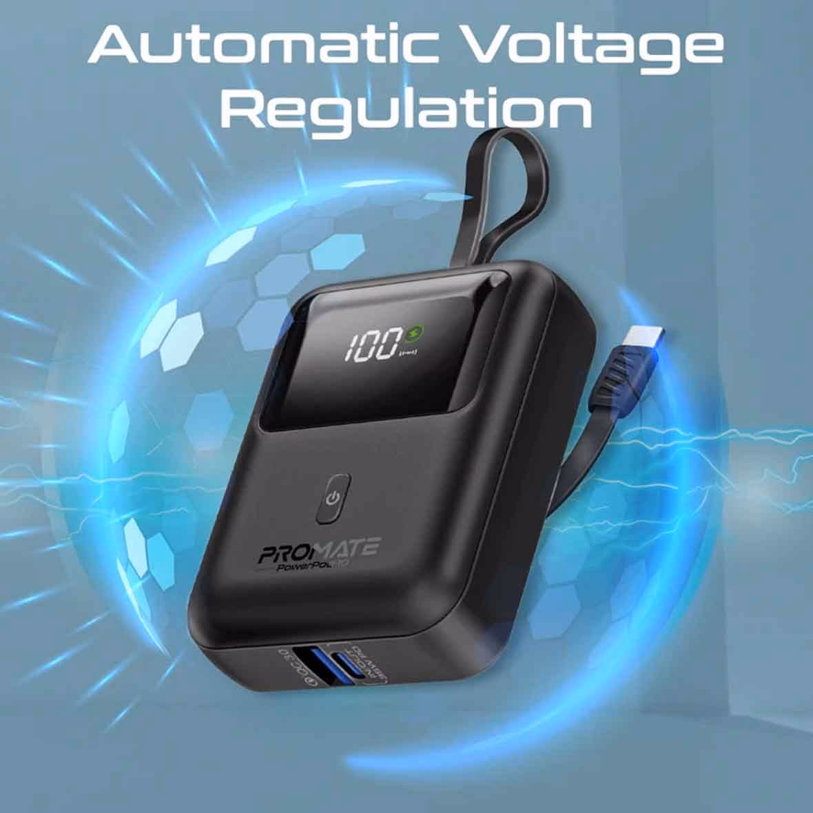 پاوربانک (PD و فست شارژ) Promate 35W 10000mAh مدل PowerPod-10 - مشکی