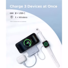 پاوربانک وایرلس PD و فست شارژ UGREEN 30W 10000mAh مدل MagFlow PB773-65958 - آبی روشن (گارانتی 18 ماهه آسان پیشرو)