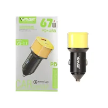 شارژر فندکی PD و فست دو پورت V-Smart مدل VS-11 67W – زرد – BSA