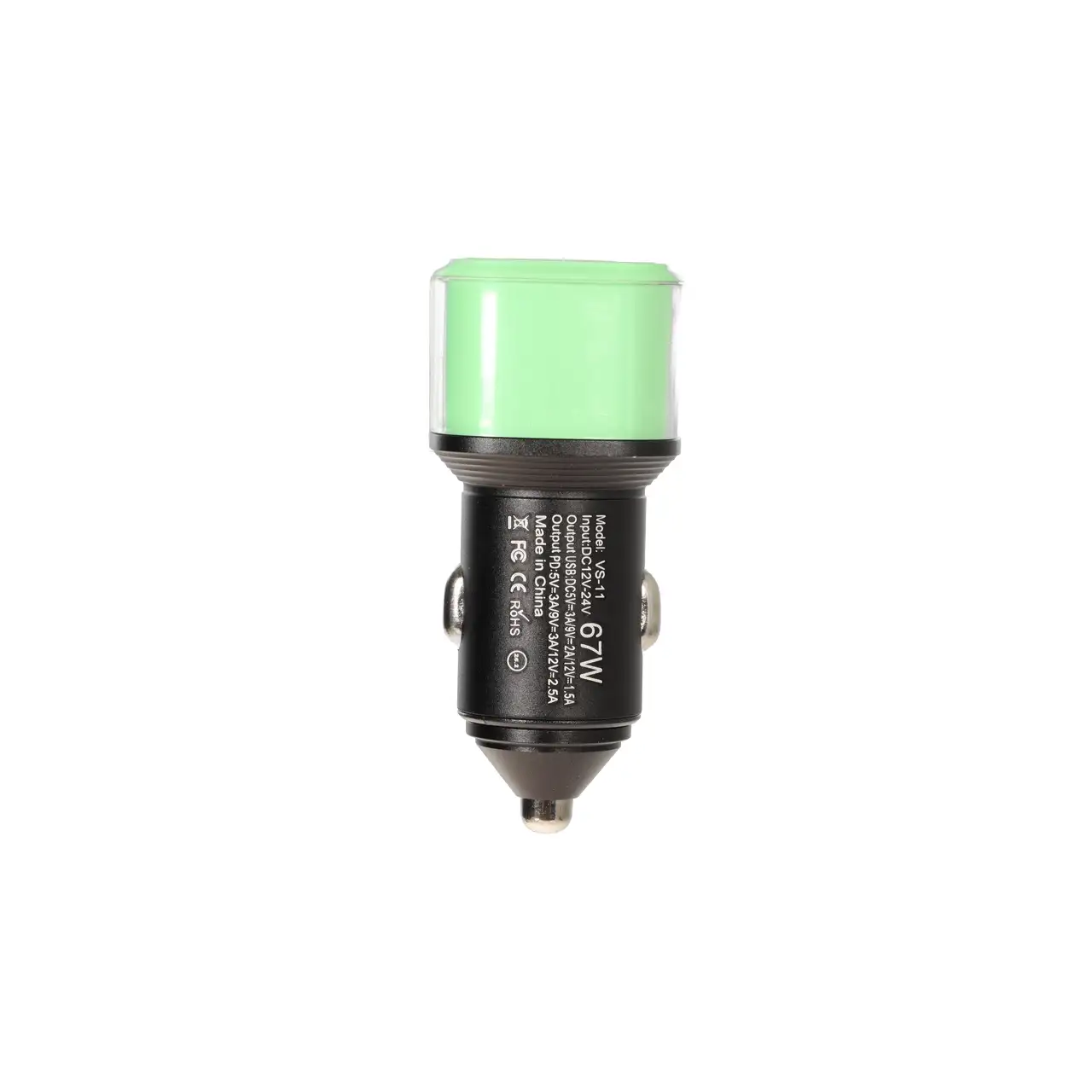 شارژر فندکی PD و فست دو پورت V-Smart مدل VS-11 67W - سبز - BSA
