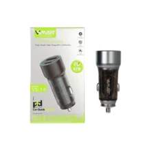 شارژر فندکی PD و فست دو پورت V-Smart مدل VS-14 67W – نقرآبی – BSA