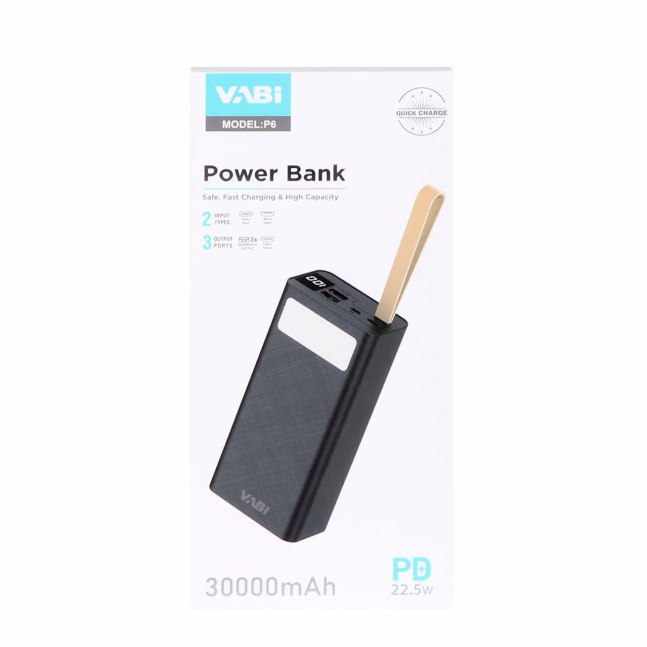 پاوربانک (PD و فست شارژ) VABI 30000mAh مدل P6 - مشکی