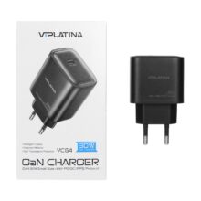 شارژر دیواری فست و PD تک پورت VIPLATINA مدل VC64 30W – مشکی (گارانتی 18 ماه تعویض نیکان همراه)