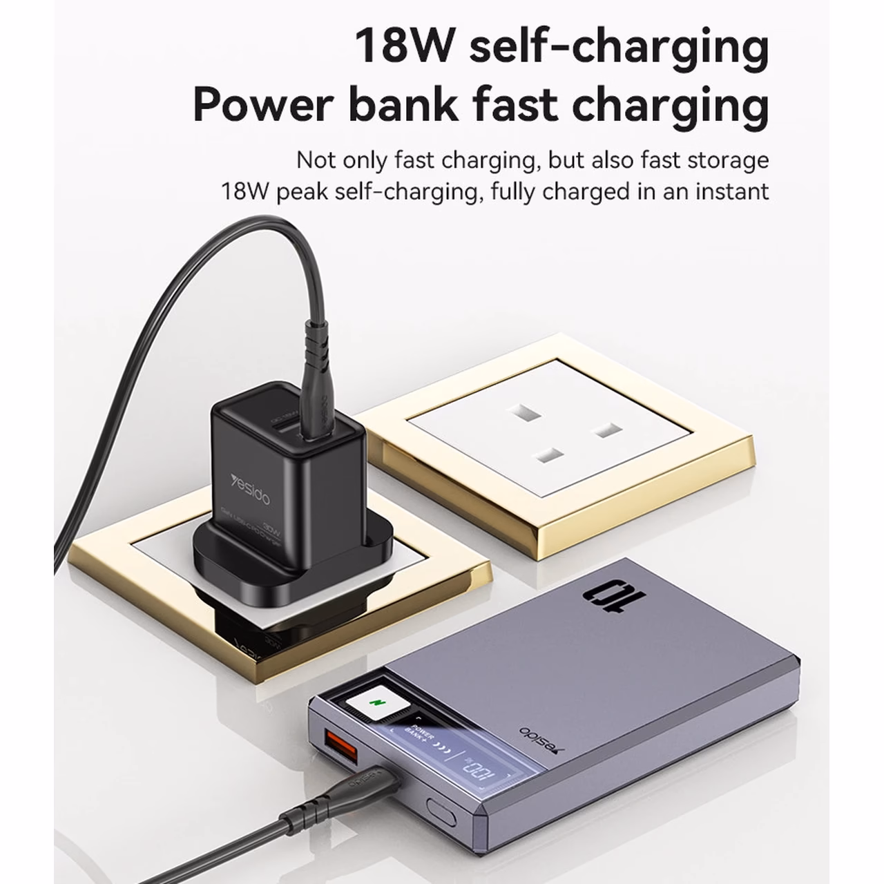 پاوربانک وایرلس PD و فست شارژ Yesido 10000mAh مدل YP61 20W مگ سیف - خاکستری (گارانتی12 ماه تعویض نیکان همراه)