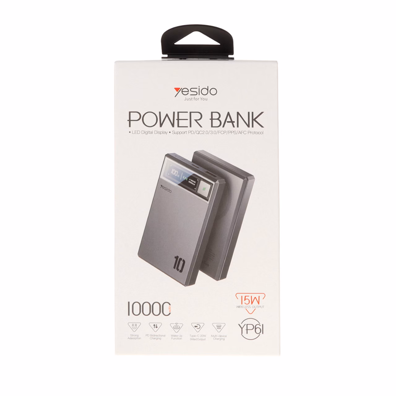 پاوربانک وایرلس PD و فست شارژ Yesido 10000mAh مدل YP61 20W مگ سیف - خاکستری (گارانتی12 ماه تعویض نیکان همراه)
