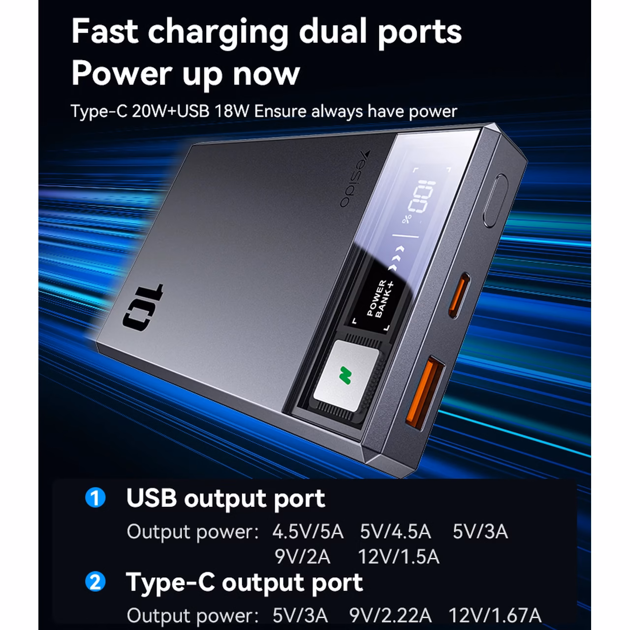 پاوربانک وایرلس PD و فست شارژ Yesido 10000mAh مدل YP61 20W مگ سیف - خاکستری (گارانتی12 ماه تعویض نیکان همراه)