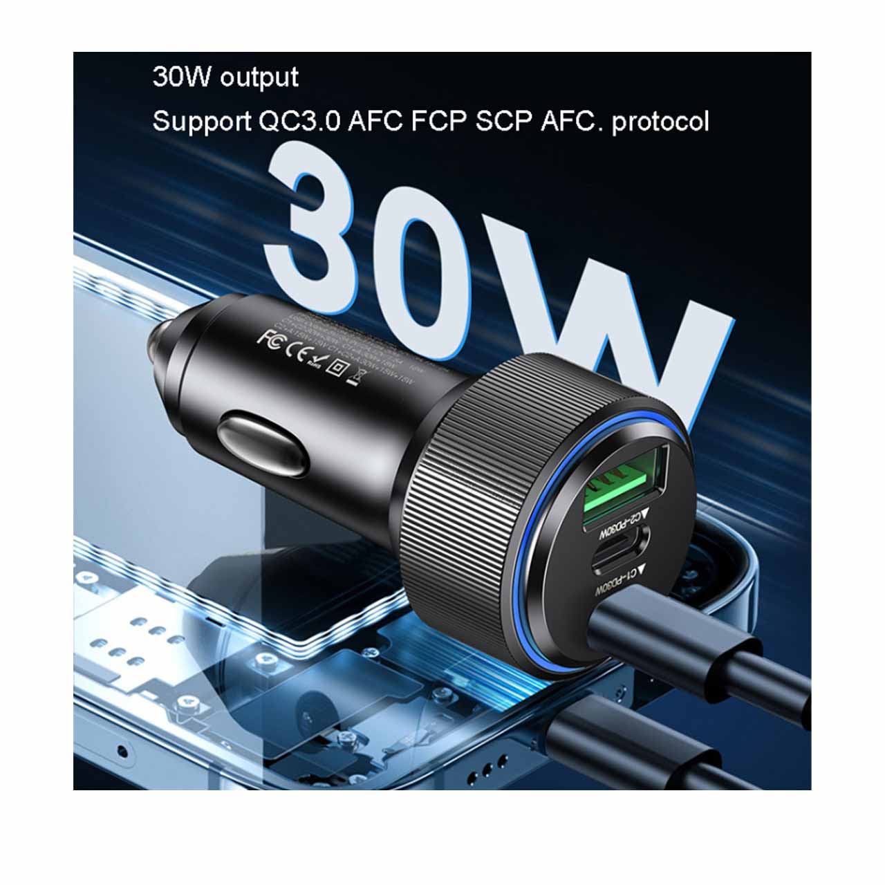 شارژر فندکی PD و فست سه پورت Yesido مدل Y59 200W - مشکی (گارانتی 18 ماه تعویض نیکان همراه)