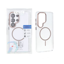 قاب اورجینال Premium Case کریستالی MagSafe لنز فلزی Samsung Galaxy S26 Ultra – نسکافه ای (پک دار)