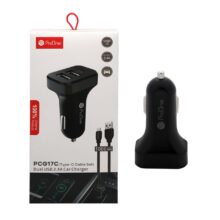 شارژر فندکی فست دو پورت ProOne مدل PCG17C به همراه کابل شارژ Type-C-مشکی