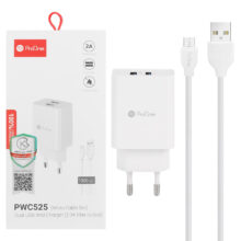 شارژر دیواری دو پورت ProOne مدل PWC525 همراه کابل اندروید – سفید (پک ضعیف)