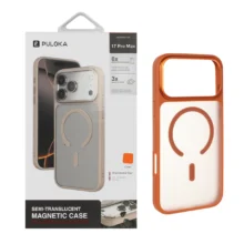 قاب اورجینال Puloka مات Tactile دور لنز فلزی MagSafe مدل Apple iPhone 17 Pro Max – نارنجی (پک دار)
