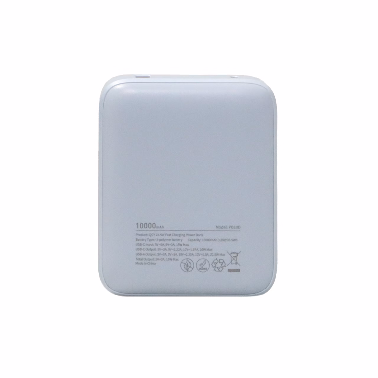 پاوربانک فست شارژ QCY 10000mAh مدل PB10D 22.5W - آبی (گارانتی تعویض یکساله شرکتی)