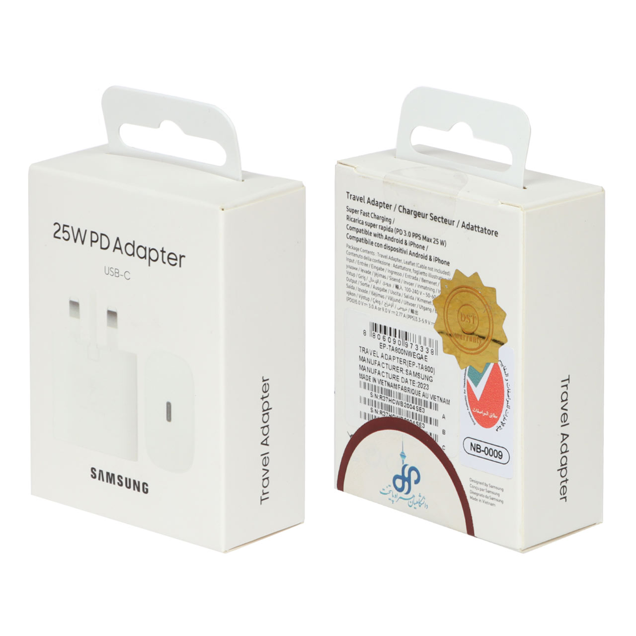 شارژر سه پین SAMSUNG 25W TA800 ( فست و PD) سفید DST ( شش ماهه شرکتی) درجه یک