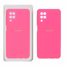 قاب سیلیکونی پاک کنی محافظ لنزدار اورجینال Samsung Galaxy A12 / M12 / F12 - صورتی فانتزی (پک اصلی)