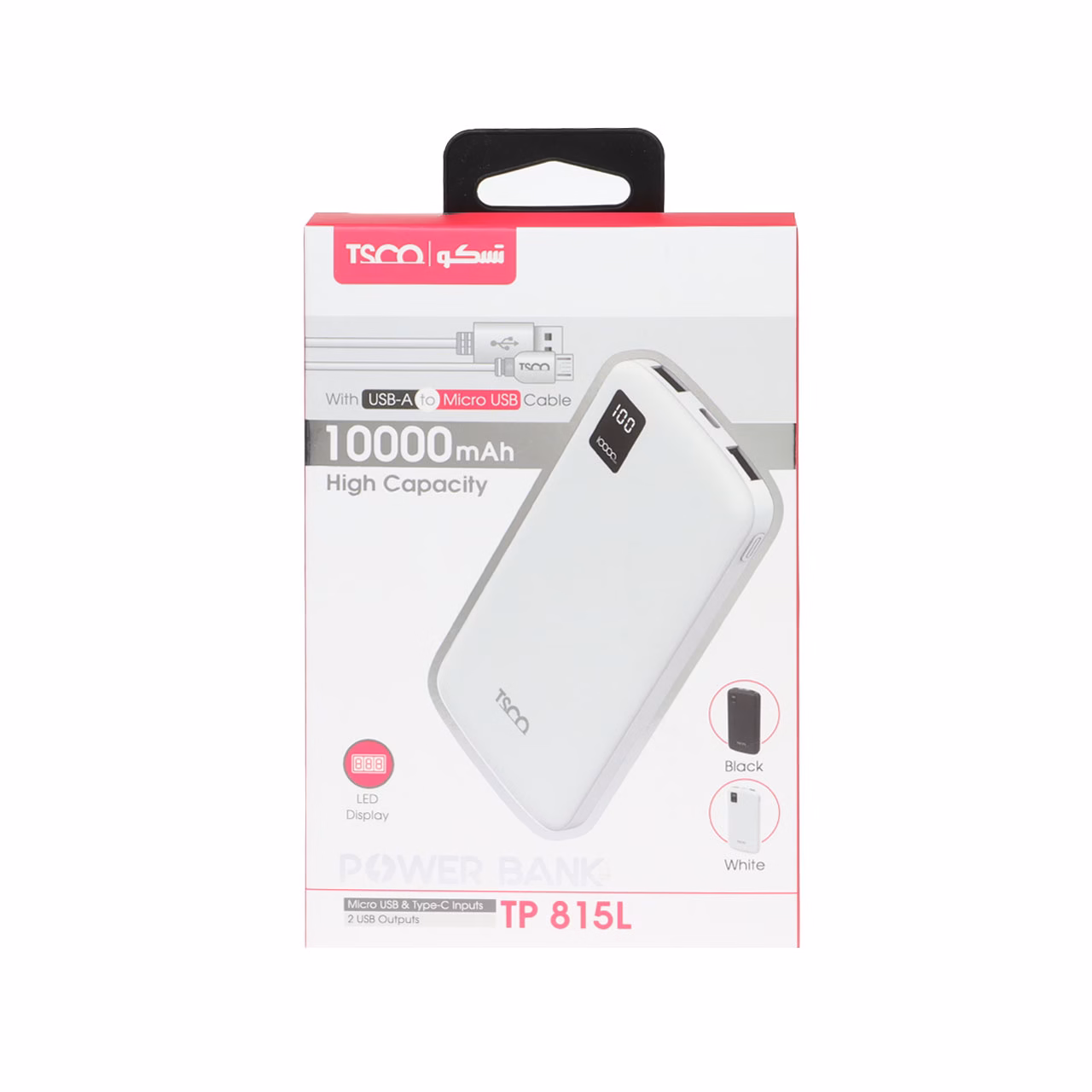 پاوربانک TSCO 10000mAh مدل TP 815L 10W - مشکی (گارانتی 12 ماهه TSCO)