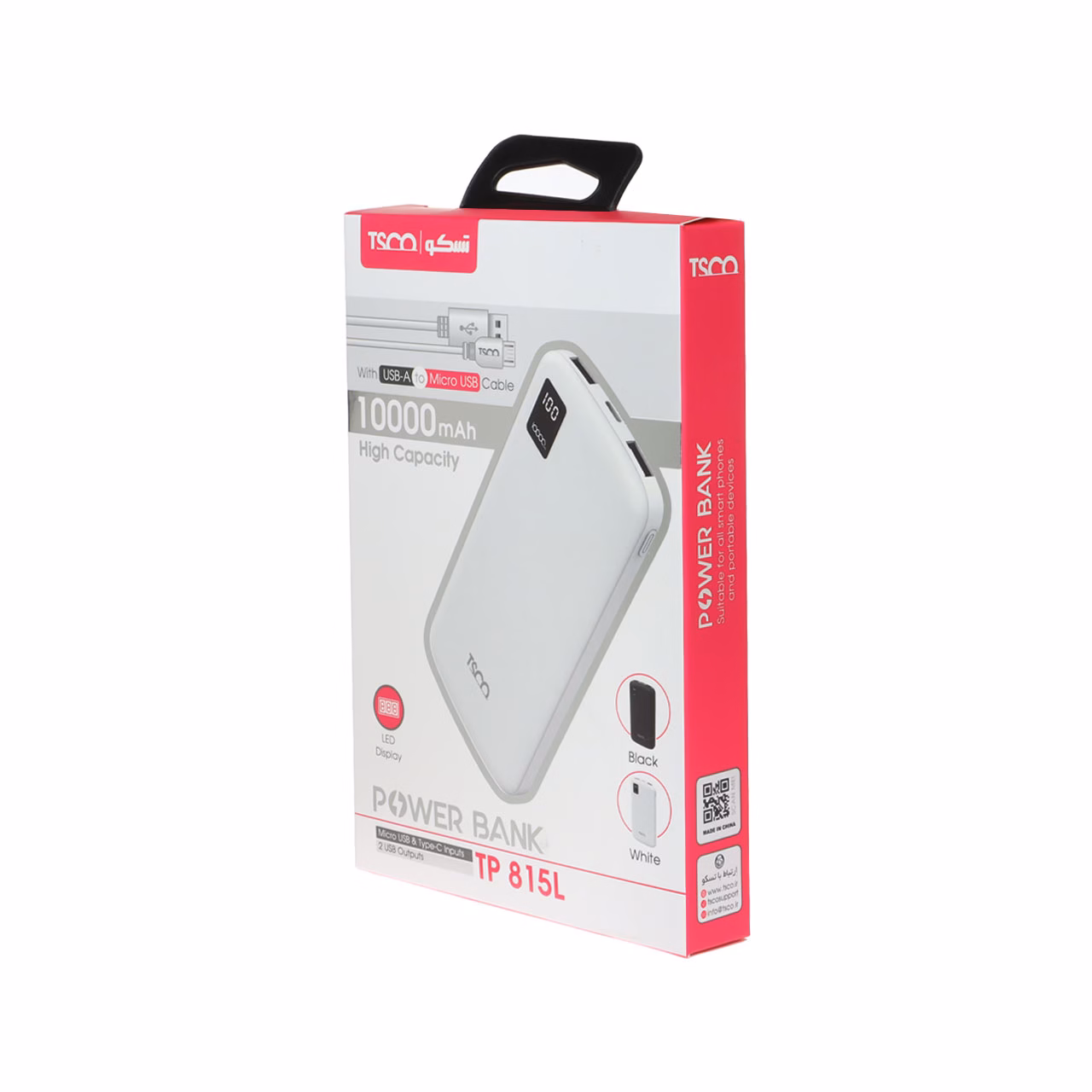 پاوربانک TSCO 10000mAh مدل TP 815L 10W - مشکی (گارانتی 12 ماهه TSCO)