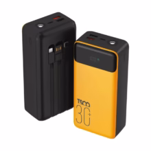 پاوربانک فست شارژ TSCO 30000mAh مدل TP 3001 22.5W - زرد مشکی (گارانتی 12 ماهه TSCO)