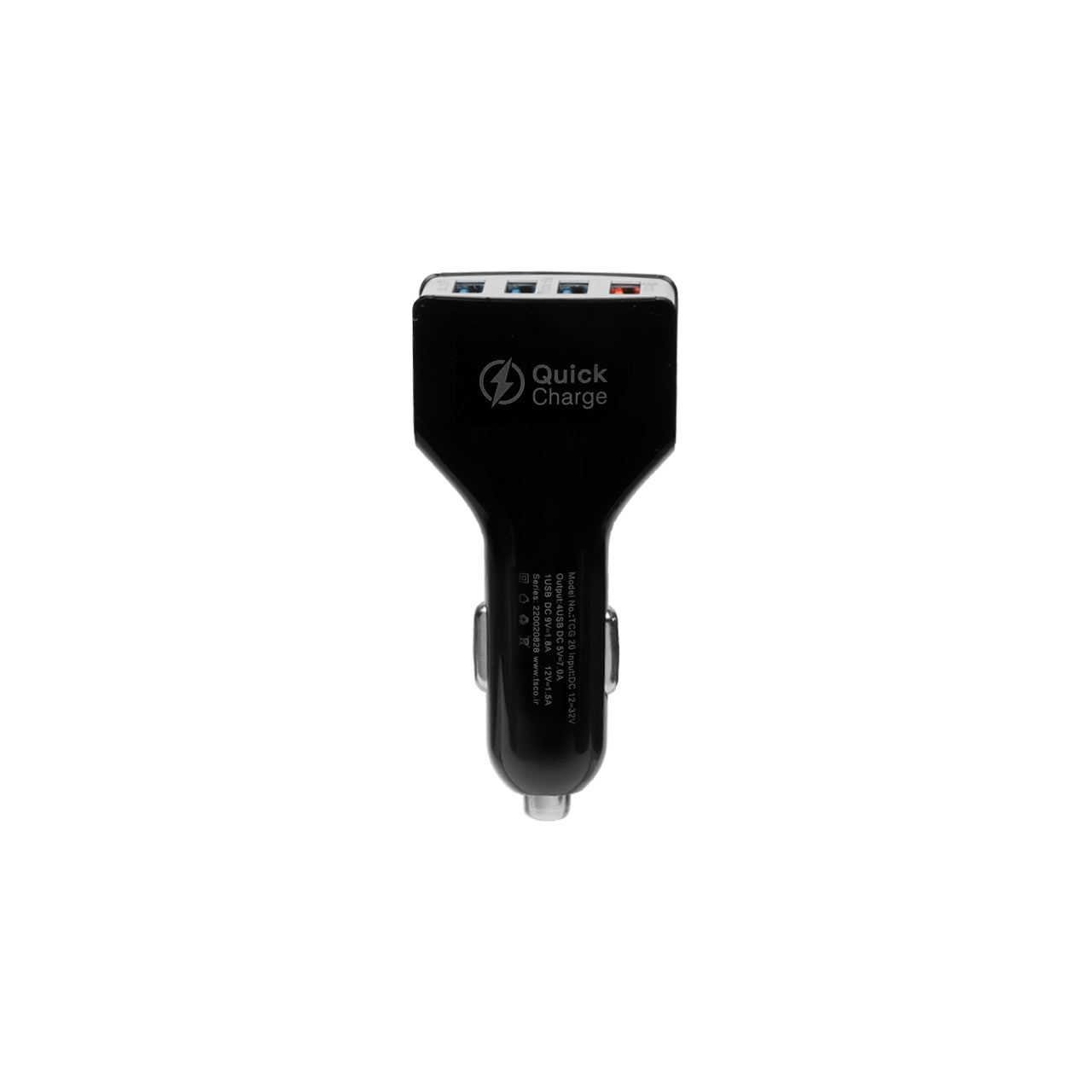 شارژر فندکی فست چهار پورت TSCO مدل TCG 20 18W به همراه کابل شارژ Type-C - مشکی