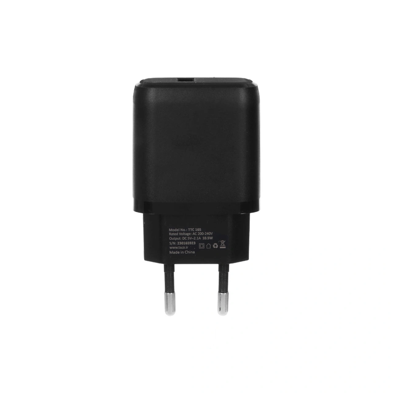 شارژر دیواری تک پورت TSCO مدل TTC 165 10W - مشکی (گارانتی 12 ماهه تسکو)