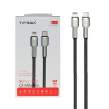 کابل شارژ فست TwinMax Type-C to Lightning مدل M-24 27W – مشکی نقره ای – MMX